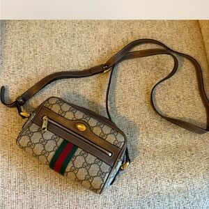 Gucci Beige Crossbody Bag with Signature Stripes